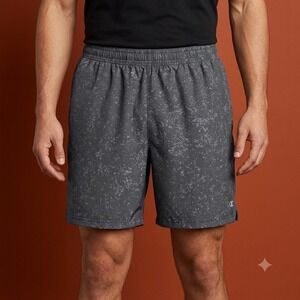Champion‎ Athletic Shorts Mens 2XL Black Gray Print Elastic Waist